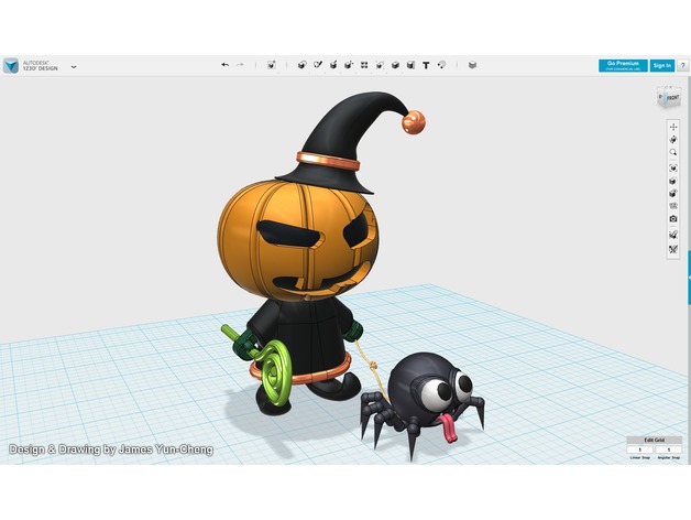 Pumpkin Wizard & Spider Figure