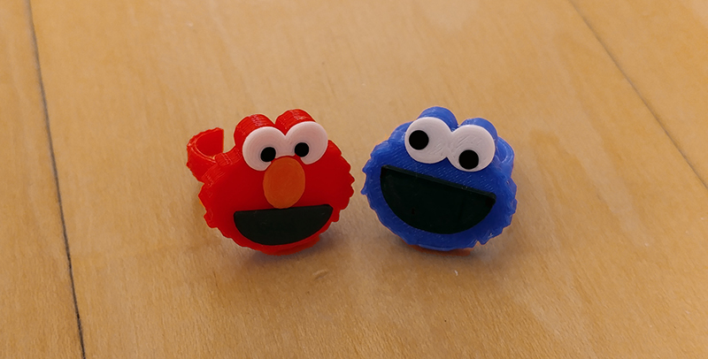 Elmo and Cookie Monster Rings / Party Favors