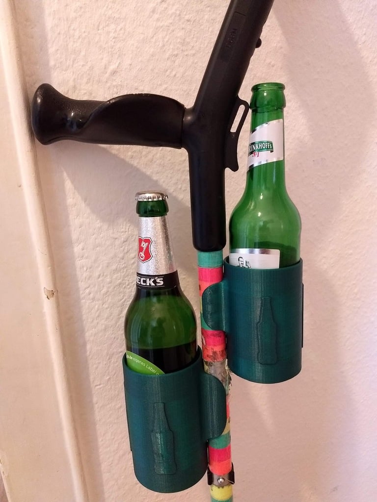 Crutch beer bottle holder