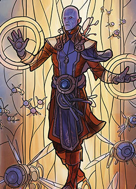 Dovin, Hand of Control - stained glass - litho