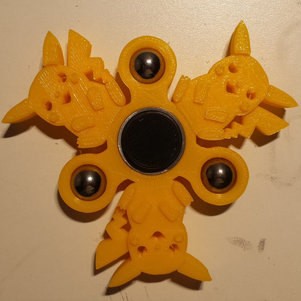 Pikachu Fidget Spinner, 12 mm steel ball as weight