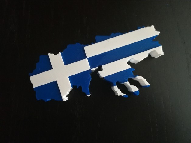 Greek Flag Macedonia Mapdual Print