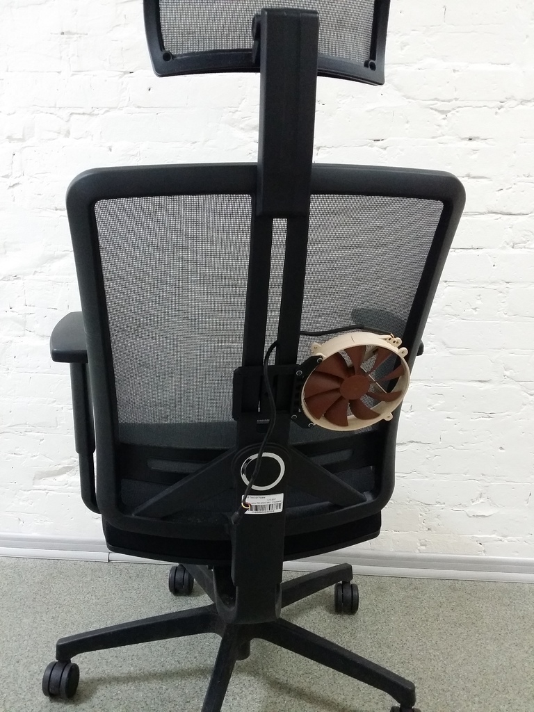 Office chair cooler mount. Supports 80mm fans and 140mm fans