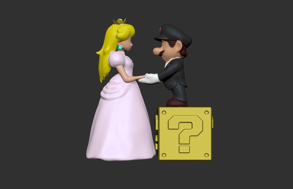 Mario and Peach- Wedding Cake Topper