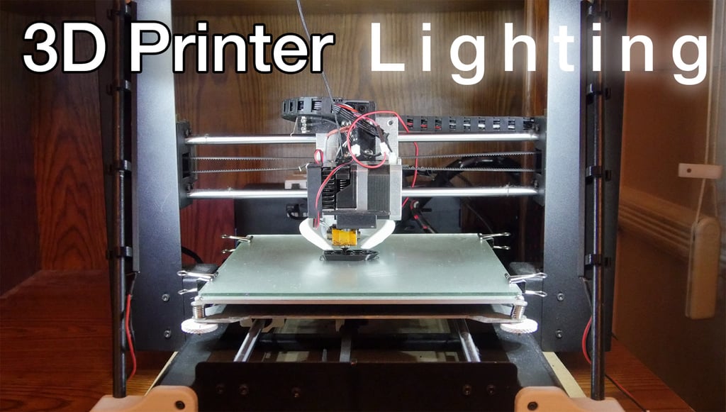 3D Printer lighting mount for 8mm rods (Monoprice Maker Select Z-axis brace rods)