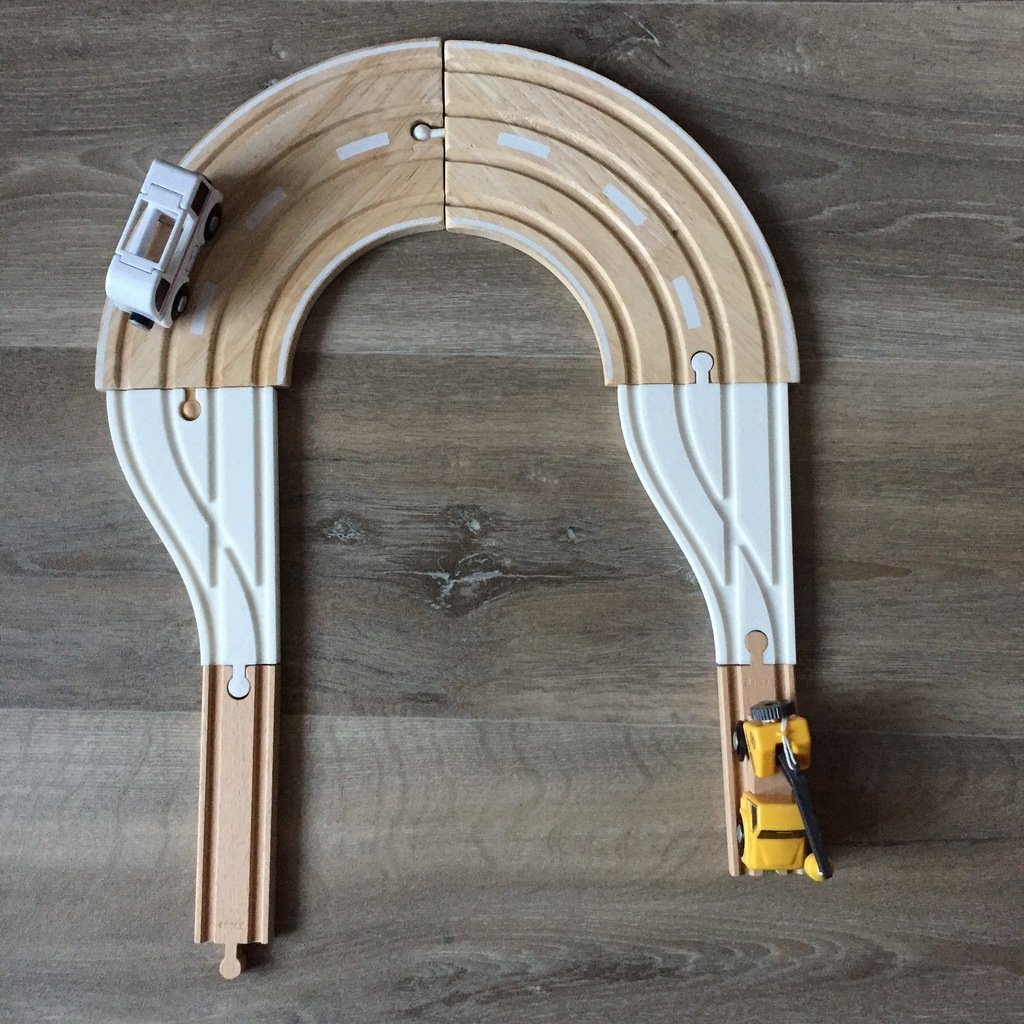 BRIO/IKEA wooden track Adapter 2 lanes to 1