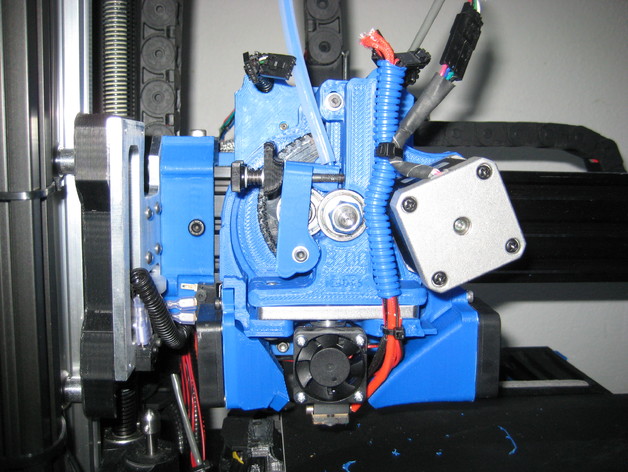Reinforced Carriage, Taller Extruder mount and Left side fan duct for using E3DV6 with a lulzbot Taz Printer