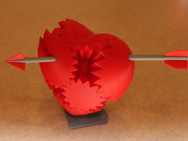 Arrow Through Gear Valentine's Heart With Stand!