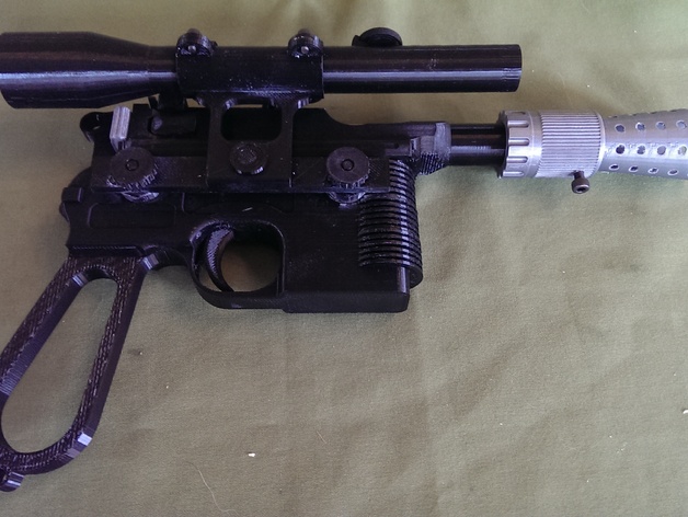 Mauser C96 model with flash hider and scope