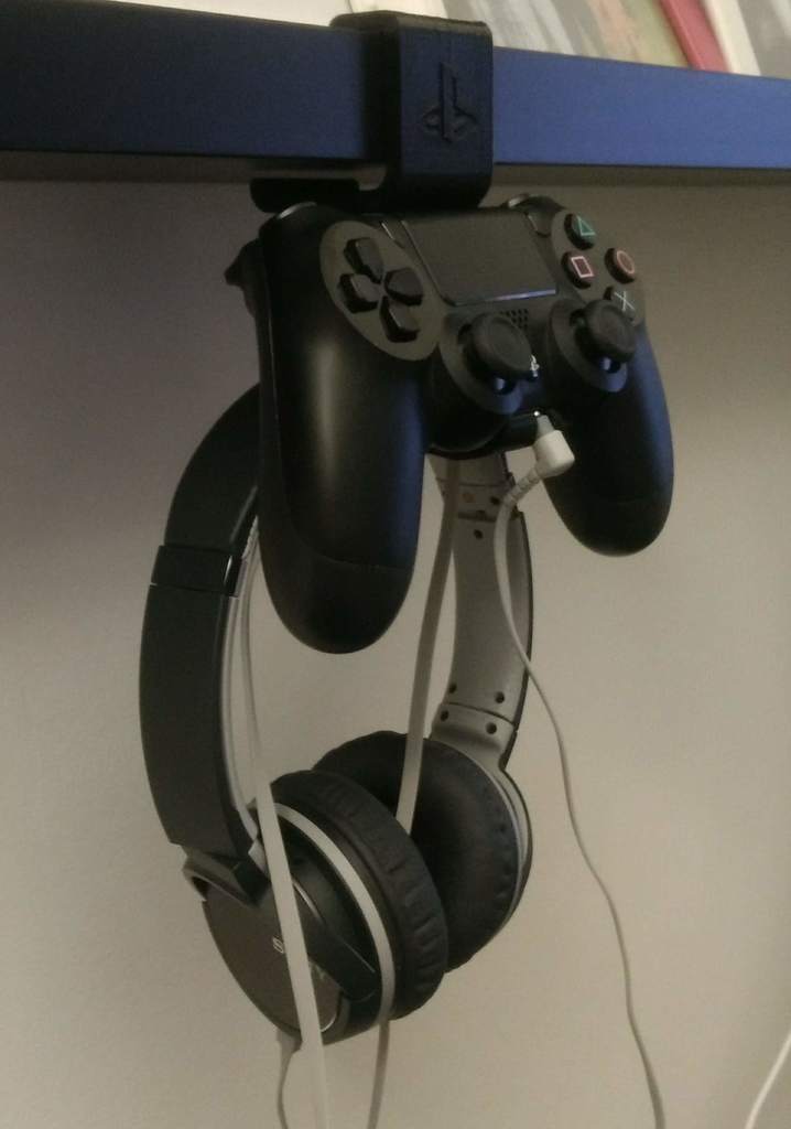 PS4 controller & headset holder on ikea Mosslanda
