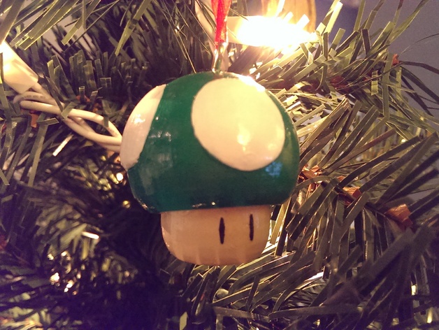 Super Mario Mushroom 1up Tree Ornament