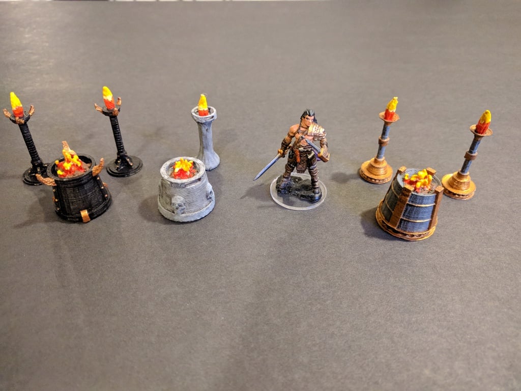Standing Torches & Braziers - 3 styles - 28mm gaming