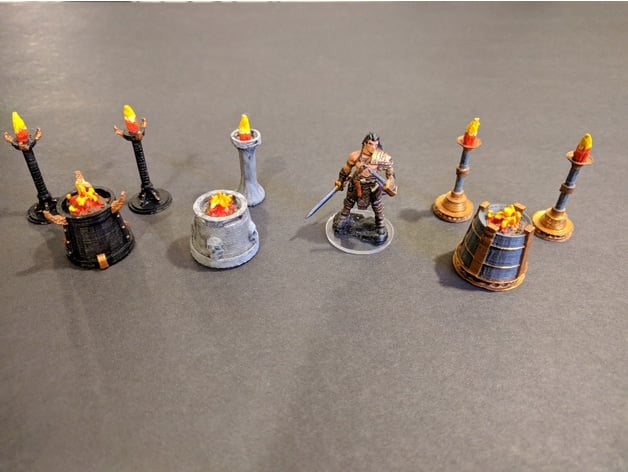 Image of Standing Torches & Braziers - 3 styles - 28mm gaming