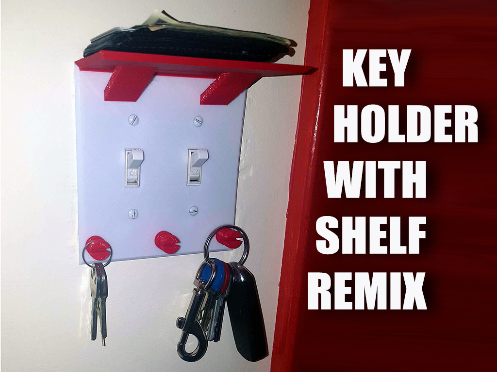 Double Light Switch Key Holder & Shelf with Supports