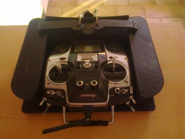 Transmitter tray with foldable neck strap