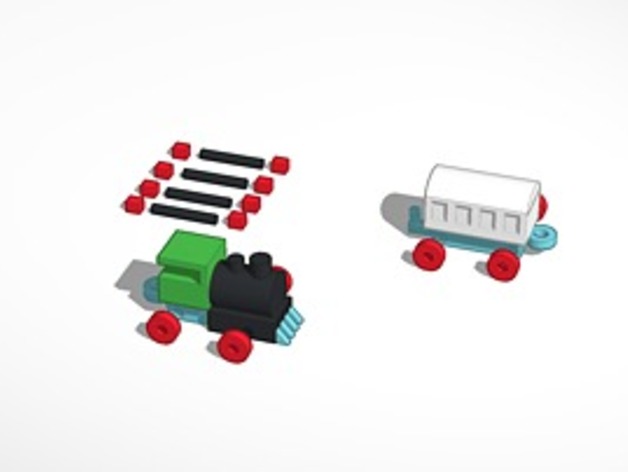 train and carriage with moving parts