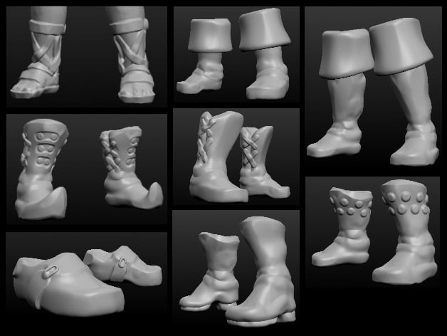 Sculptris OBJ Bits: Fantasy Shoes and Boots