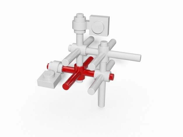 4x4x1, Cross with open stud, for Universal Brick System