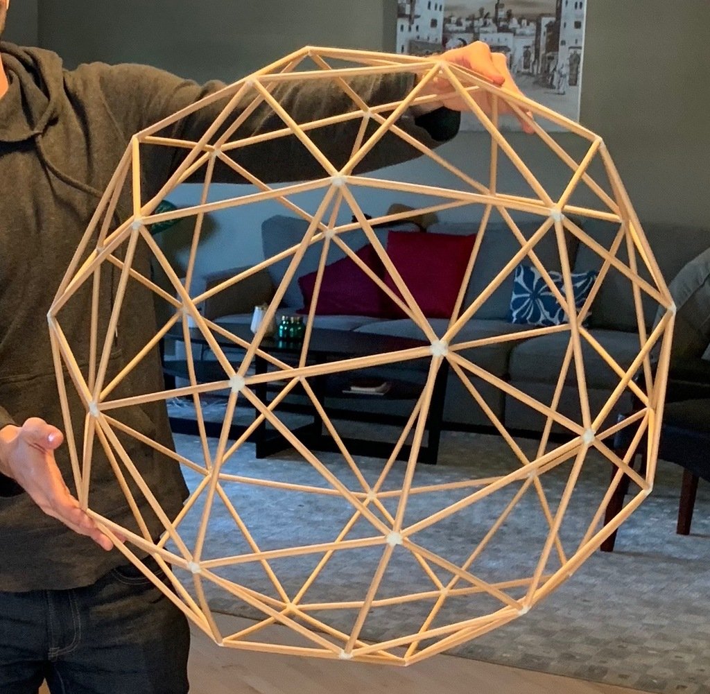 Geodesic Sphere (Printed connectors + straws)