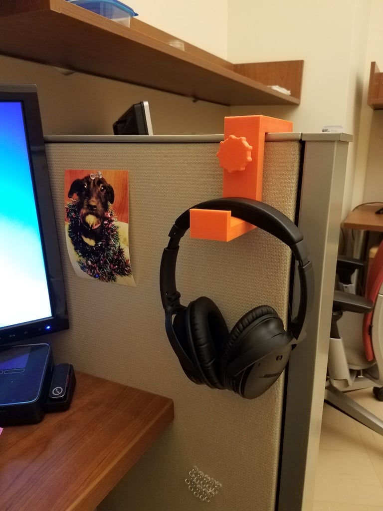Headphone hook for cubicle wall