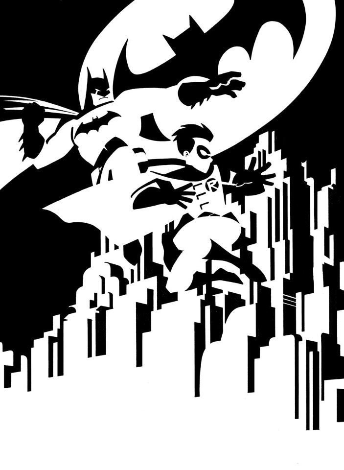 Batman and Robin stencil