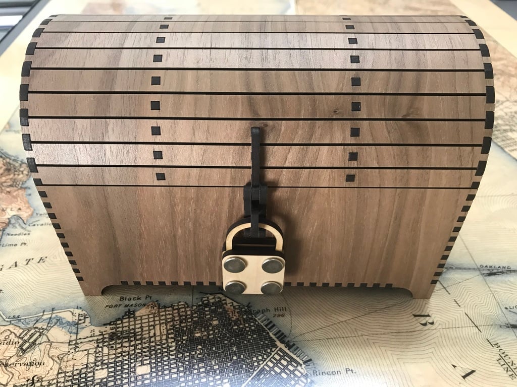 Treasure Chest with Hasp and dummy padlock - for Glowforge