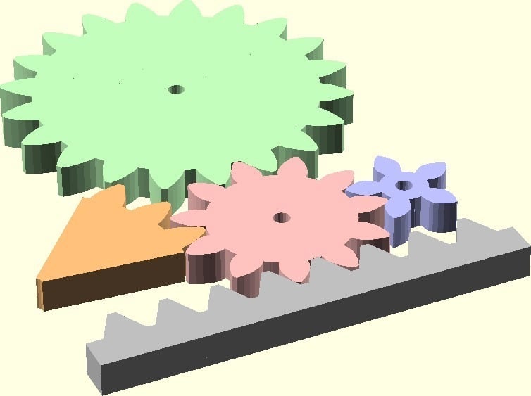 Public Domain Involute Parameterized Gears