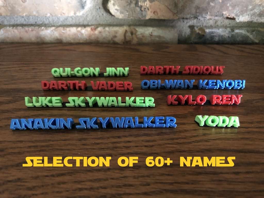 Star Wars Character Names for Displays