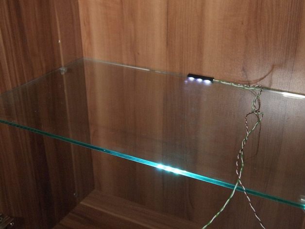 LED Holder for Showcases with Glass shelves