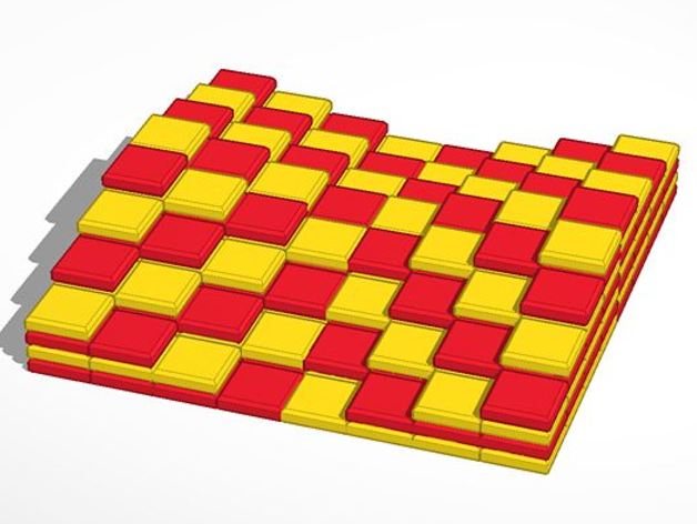 3D 2" squares Split Chessboard