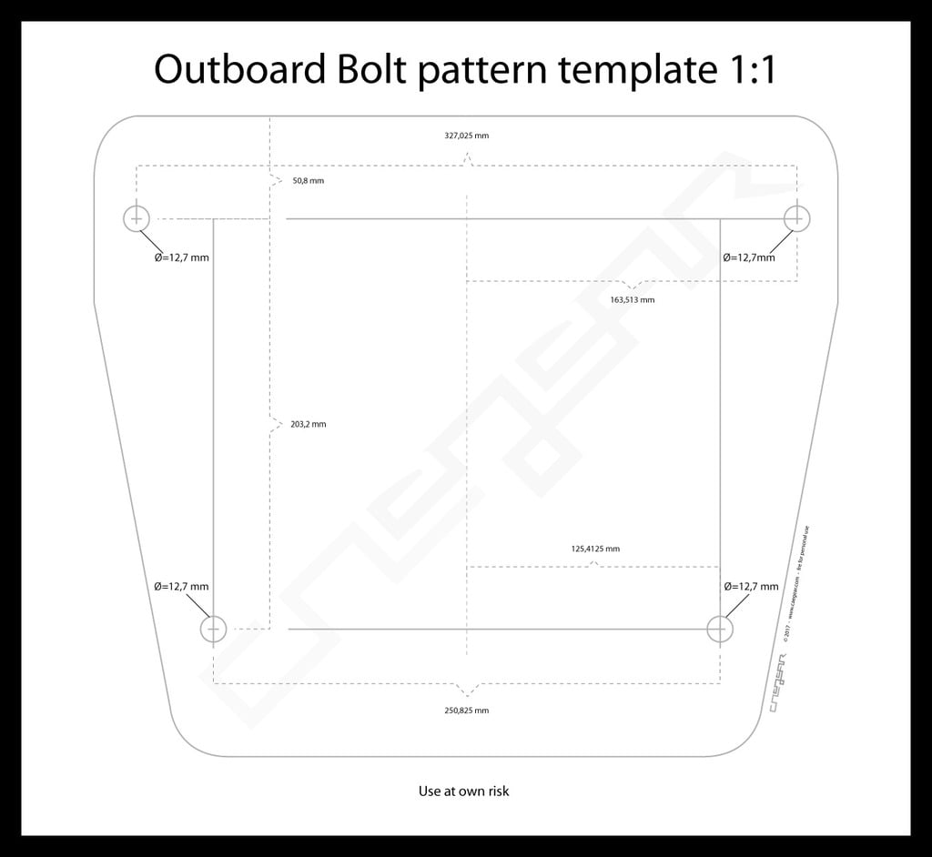 Outboard engine transom mount bolt pattern template (full + half)