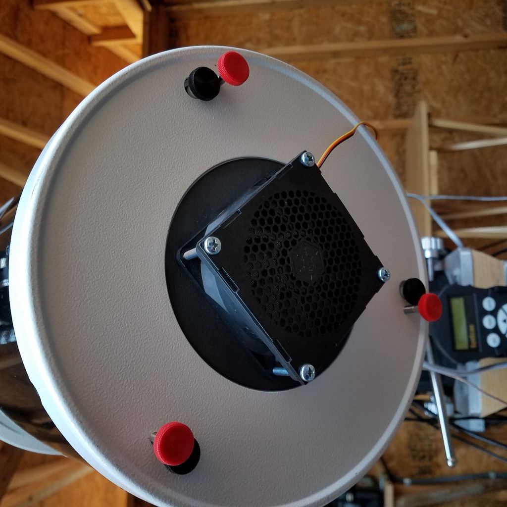 Newtonian telescope fan mount and cover