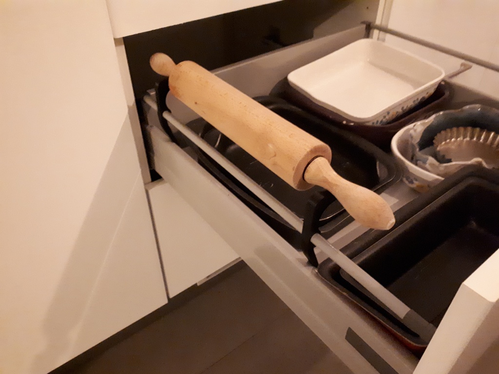 Rolling pin holder for ikea drawer