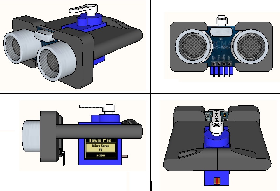 Ultrasonic Sensor Arduino Microservo mount V2 compact