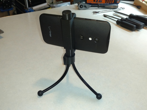 Fully 3D printable phone tripod mount.