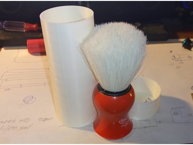 Travel container for shaving brush