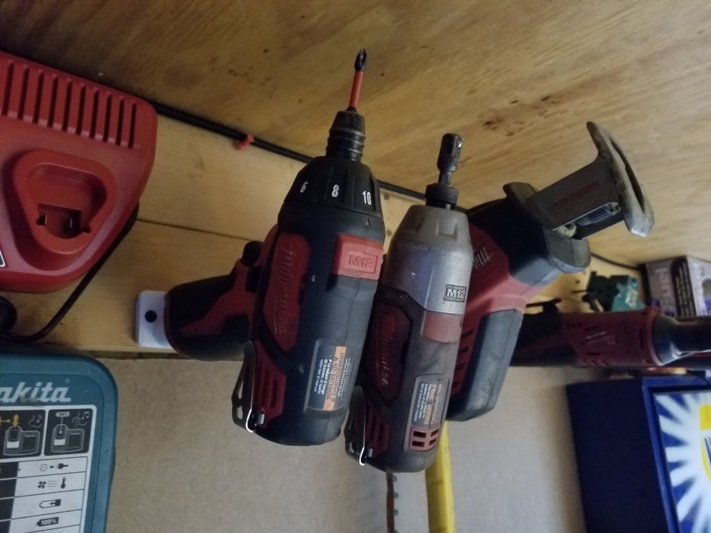 Milwaukee 12v tool and battery holders (wall mount)