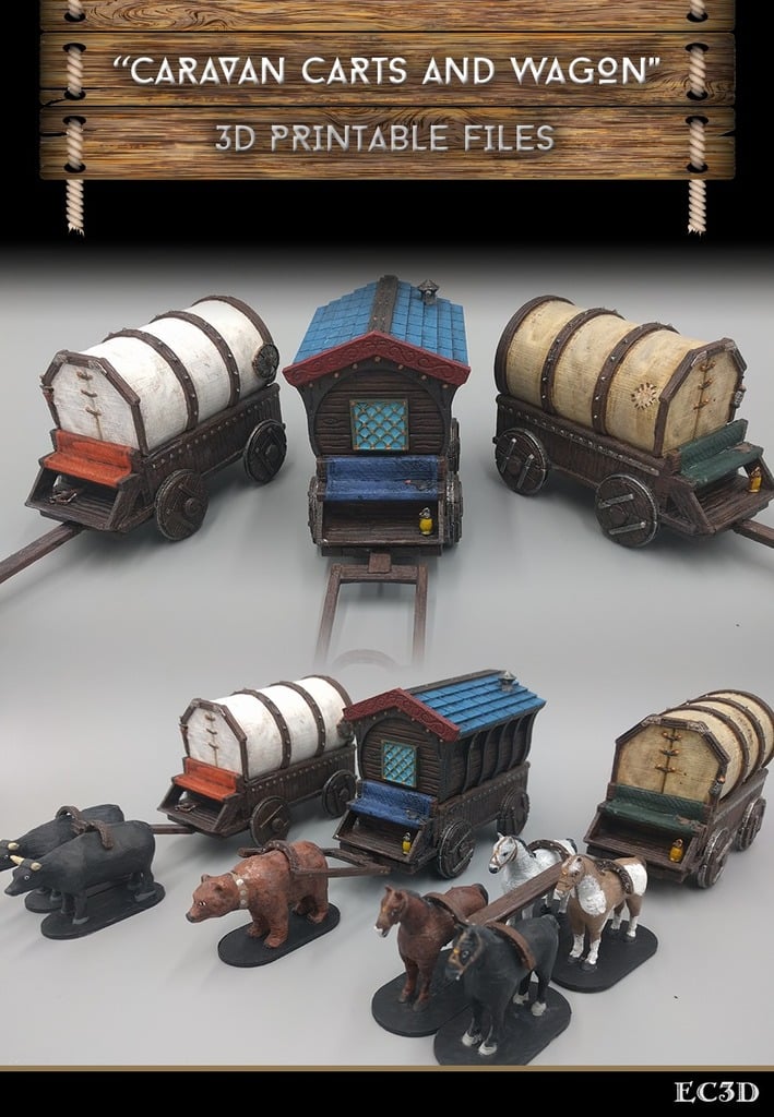 Caravan Wagons - Modular - 28mm gaming - Sample items