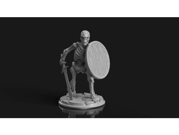 Skeleton With Longsword And Round Shield