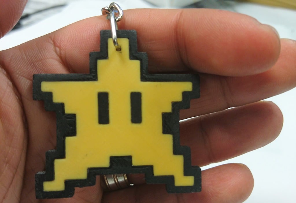 8 bit Star Keyring - double sided
