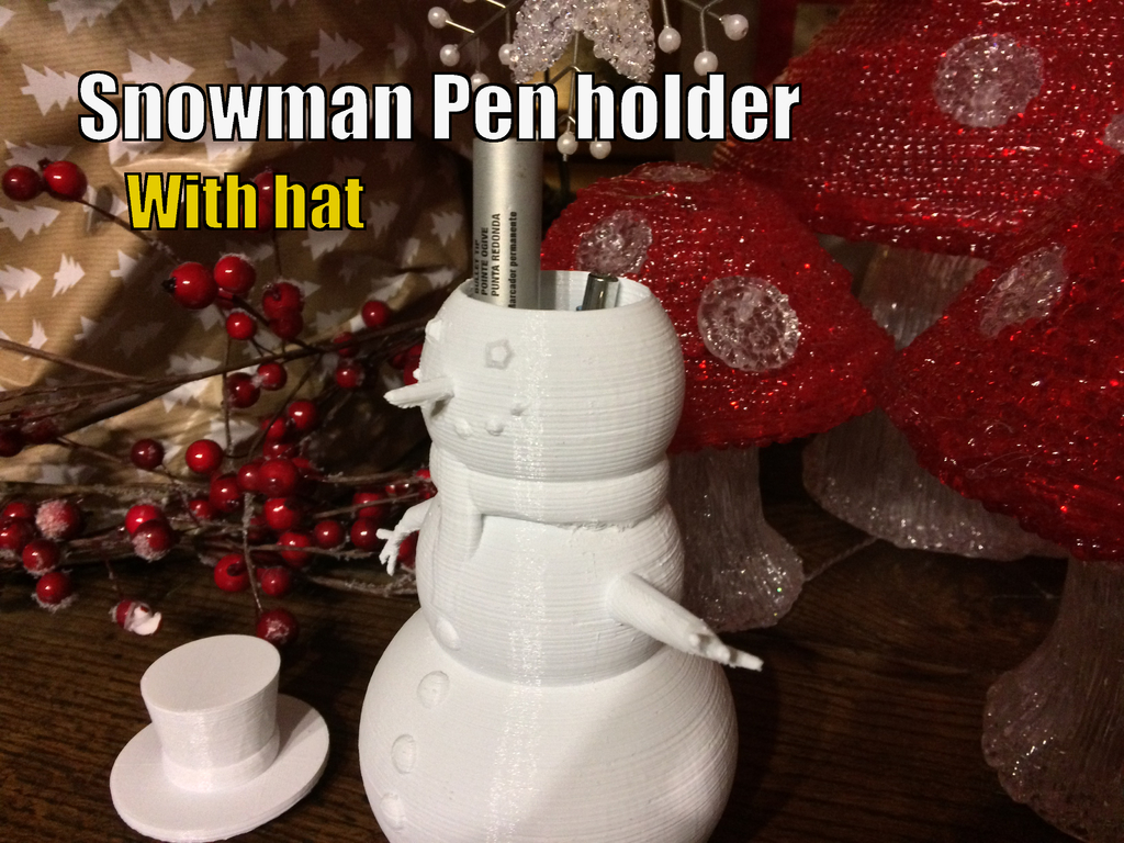 Snowman Pen Holder with Hat