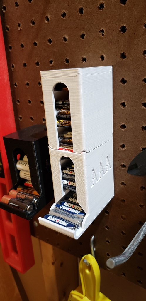 Modular AAA Battery Dispenser for Pegboards (1/4" holes)
