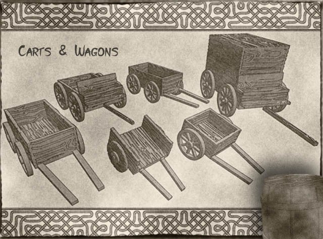 Carts & Wagons for Dungeons & Dragons, Warhammer tabletop fantasy games