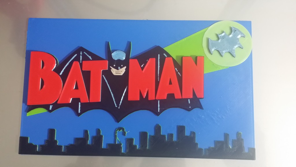 Old Batman Logo with Bat Signal and City