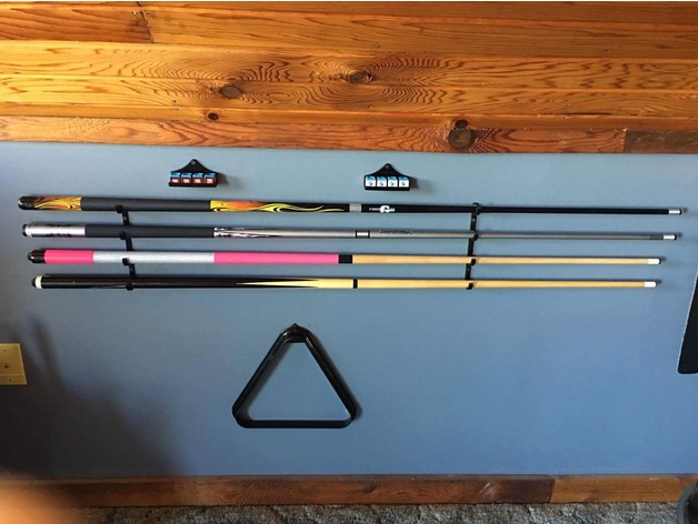 Cue Stick Rack, Chalk Holder, and Triangle Hook - Billiard/Pool Room Accessories