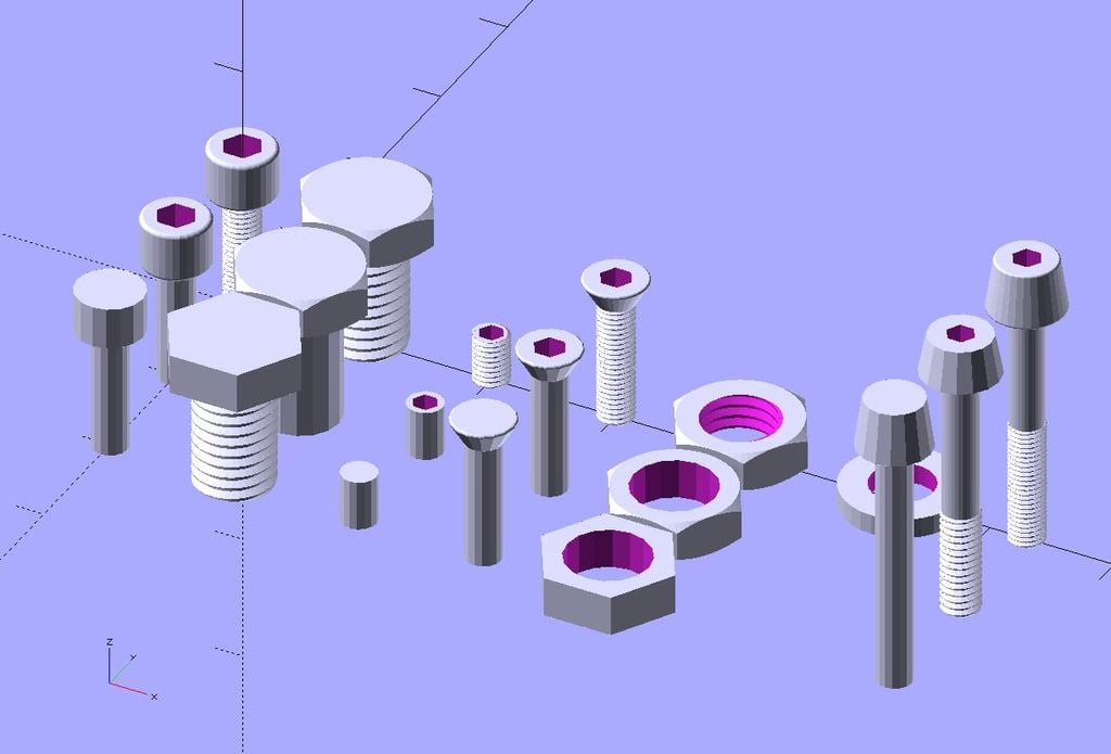 Nuts and Bolts v1.95 OpenSCAD library