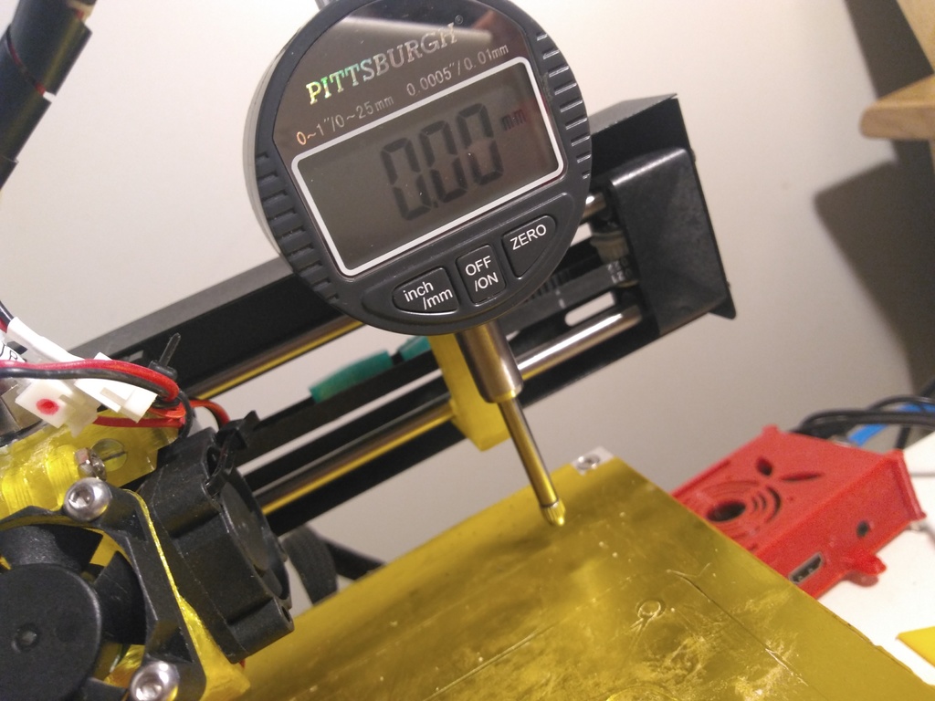 Dial Indicator Mount (Bed Leveling)  for Monoprice Select Mini, Chinese or Harbor Freight Dial