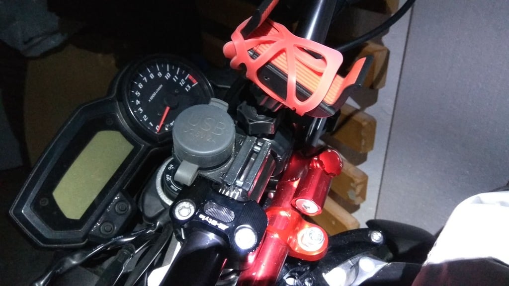 Custom motorcycle USB mount, 28mm handlebars