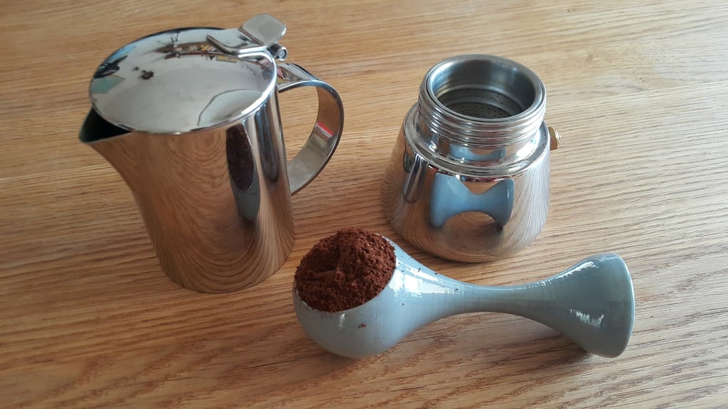 Coffee measure spoon and pusher (tamper)