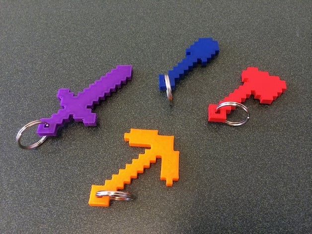 Minecraft Tools With Keychain Hole
